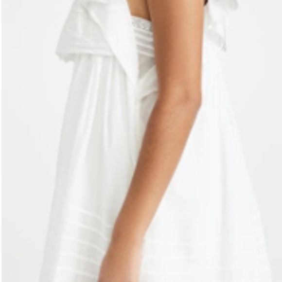 FREE PEOPLE Hailey Mini Dress With Frill Sleeves And Textured Stripe-white M - Picture 13 of 16